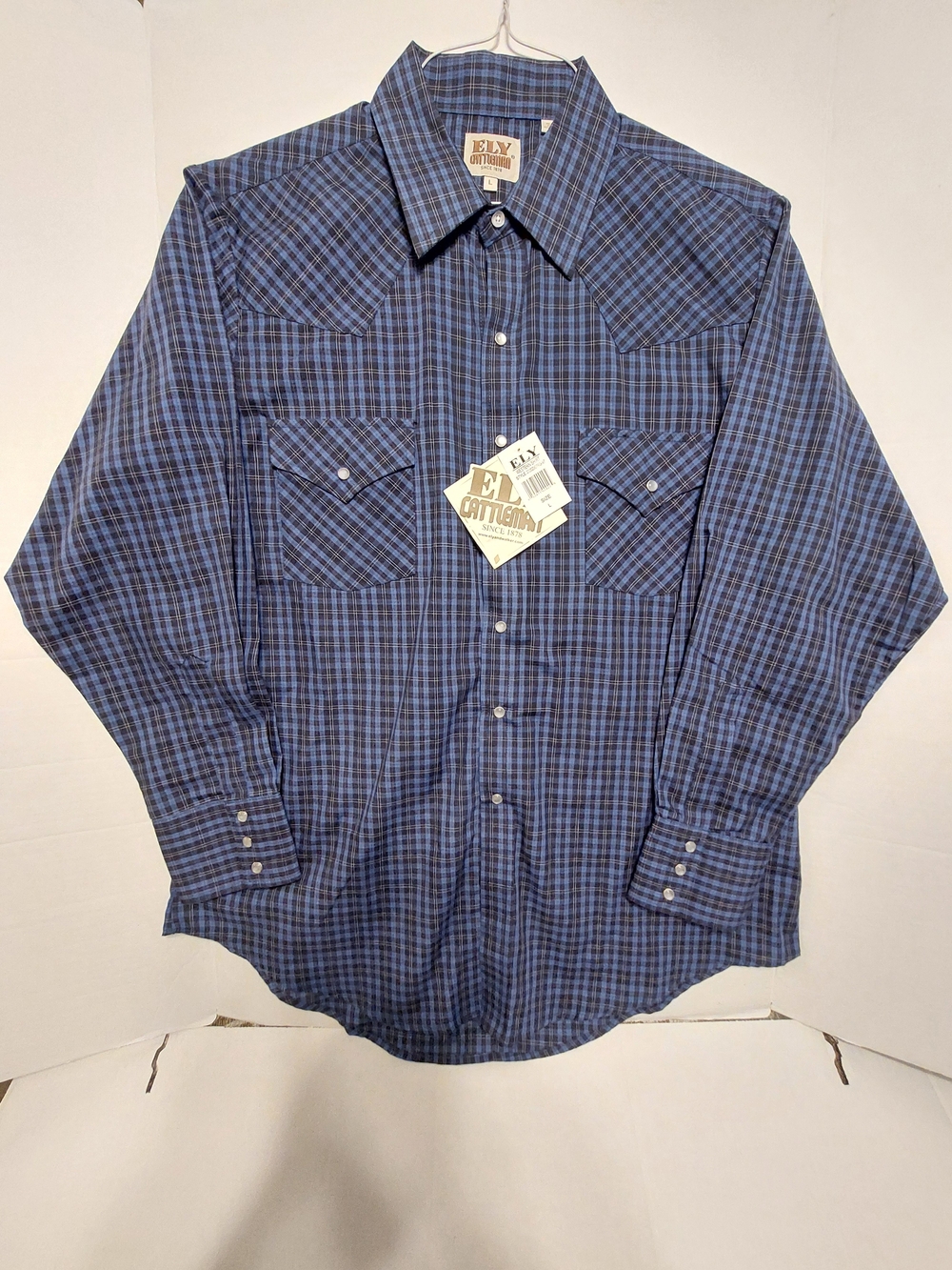 Ely Cattleman Blue and Black Plaid Western Shirt